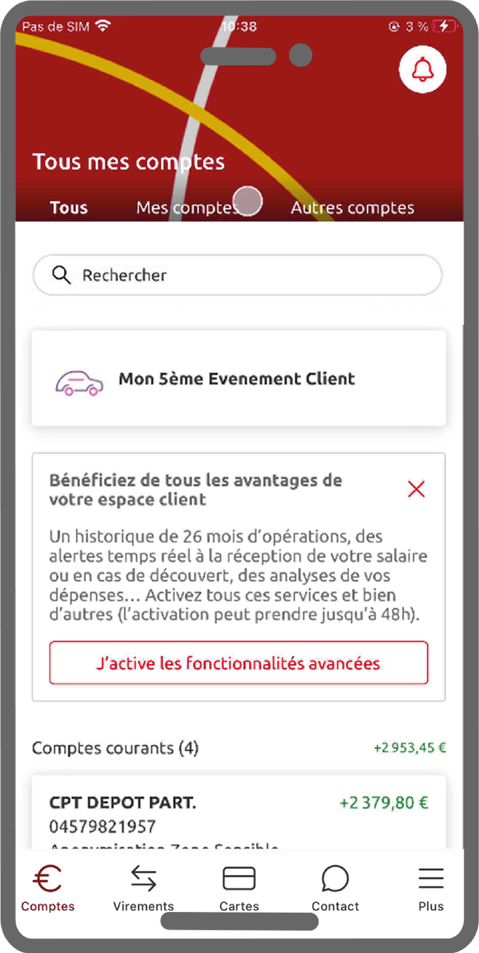 Ecran mon compte